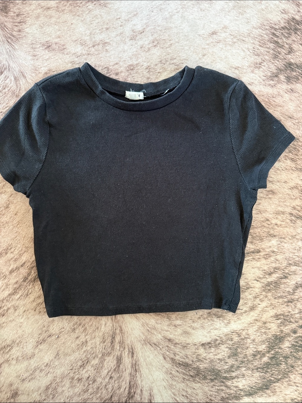 Garage Black Ribbed Crop Tee
